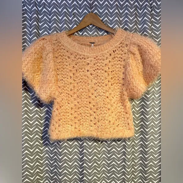 Free People | Sweet Deets Eyelash Sweater in Peach, XS - Image 4