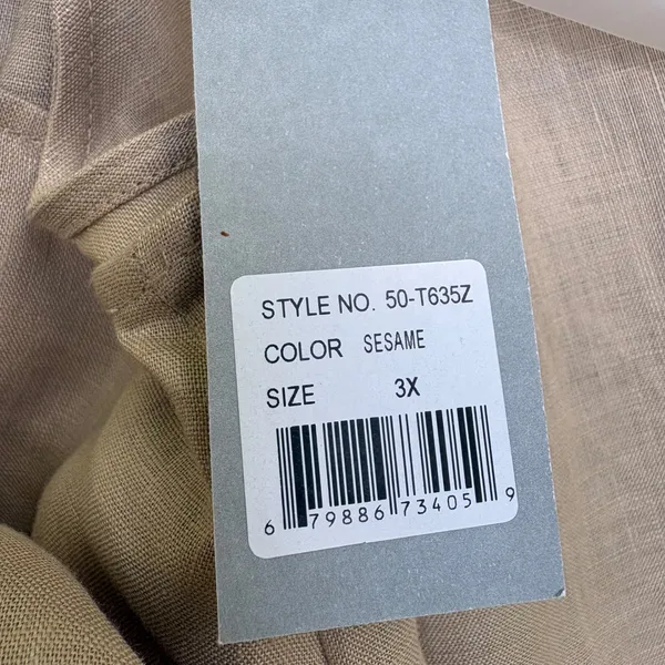 Go Silk Tank Top NWT 3X Beige 100%‎ Linen Scoop Neck Neutral Boxy Lagenlook - Image 8