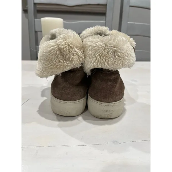 J‎ SLIDES faux fur lined rubber sole high top zipper side slip on shoes Size 8 - Image 2