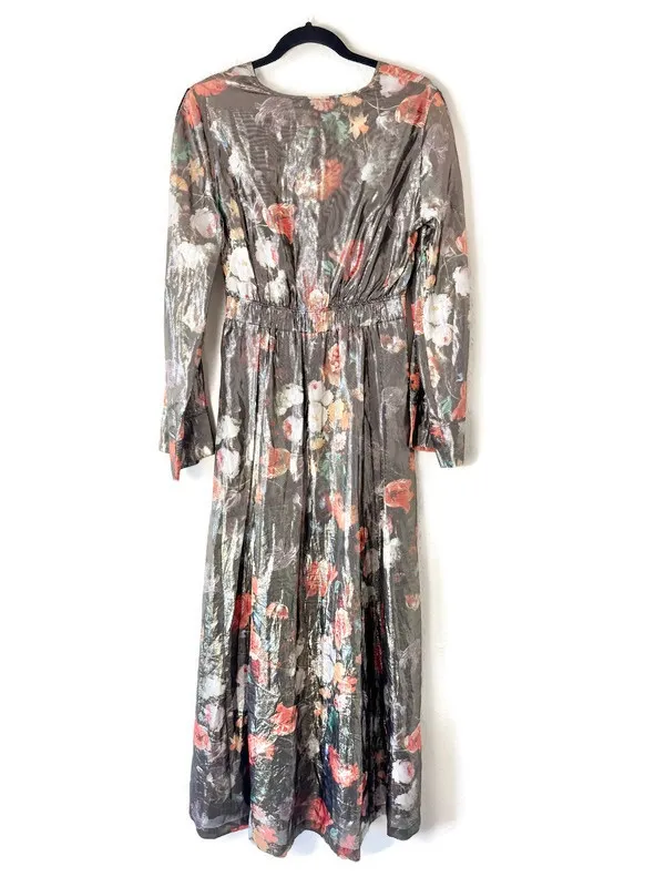 Anthropologie Caballero Floral Shimmer Deep V Maxi Dress - Image 6