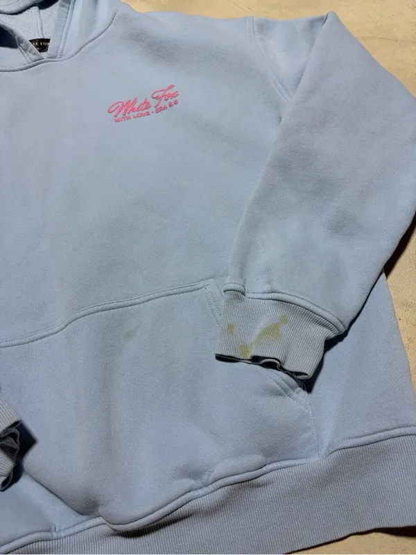 White fox Light Blue Hooded Sweatshirt pink with love martini era 8.5 L/XL - Image 4