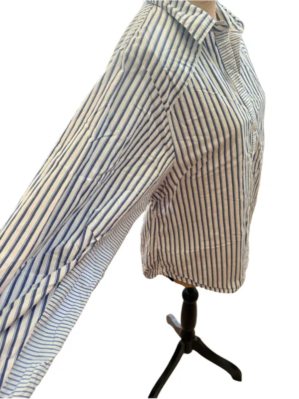 Maeve by Anthropologie Mixed Stripe Cutout Buttondown Shirt Women's Size M - Image 7