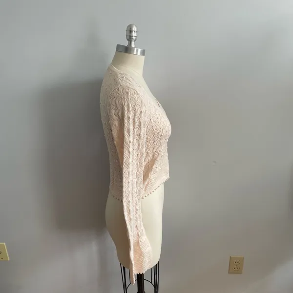 Lost + Wander Serena Pointelle Knit Square Neck Top- Ecru- Size XS/Small- Sample - Image 7