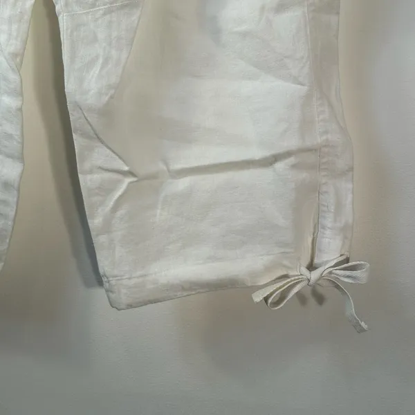 Lauren Ralph Lauren Ivory 100% Linen Cargo Pants Womens XL Drawstring Tie‎ Cuff - Image 9