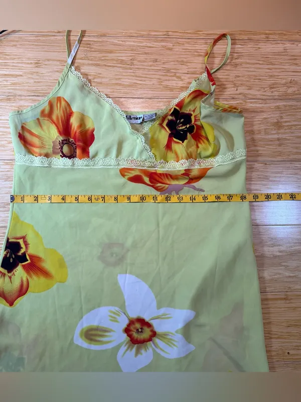 Y2K Tropical Floral Slip Dress Lime Green Vacation Midi Dress Holiday in the Sun - Image 8