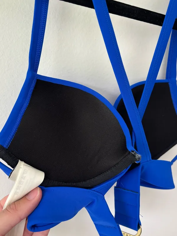 Abercrombie & Fitch Cobalt Blue Bikini Push Up Swim Top Criss Cross Straps - Image 13