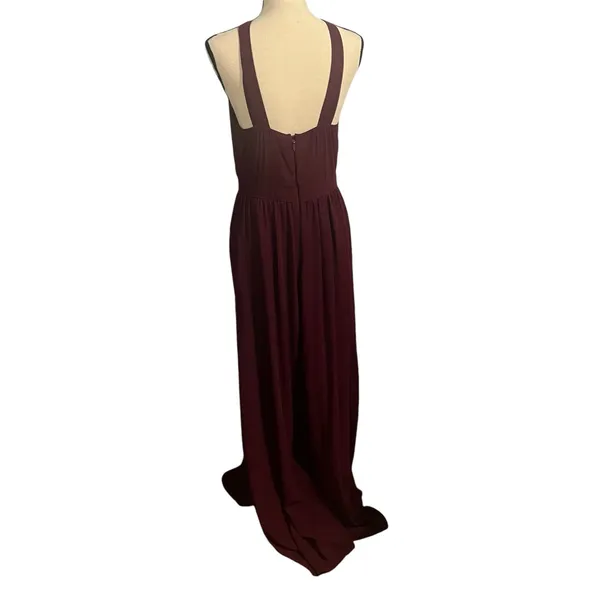 LuLus Wmns Magenta Flowy Maxi Lined Halter Air of Romance Dress Sz L Bridesmaid - Image 5