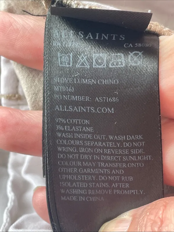 All Saints Khaki Ankle Length Chinos 28 - Image 5