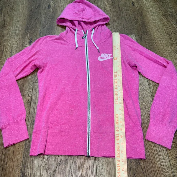 Nike Essential Full Zip Hooded Sweatshirt Jacket Pink organic Cotton Womens S - Image 4
