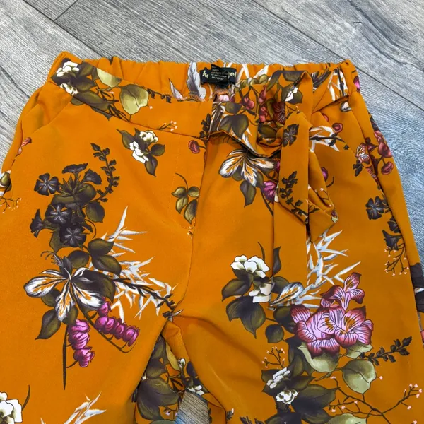 Like an Angel Womens‎ Medium Polyester Orange Fall Floral Pants - Image 7