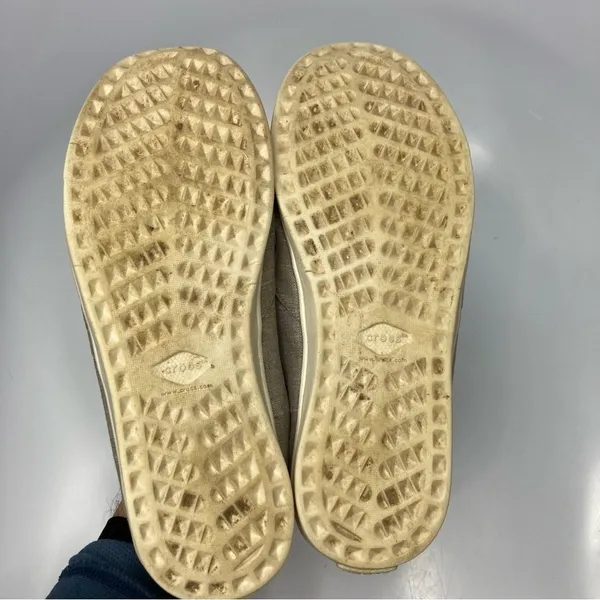 Crocs‎ citiline tan canvas slip on shoes size 8 - Image 12