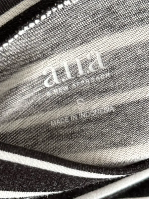 a.n.a Black White Striped Maxi Skirt Small Foldover Waist Stretch Knit Casual - Image 10