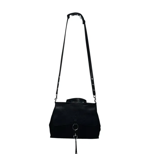 Rebecca Minkoff Medium Keith‎ Suede & Leather Satchel Handbag Crossbody Black - Image 2
