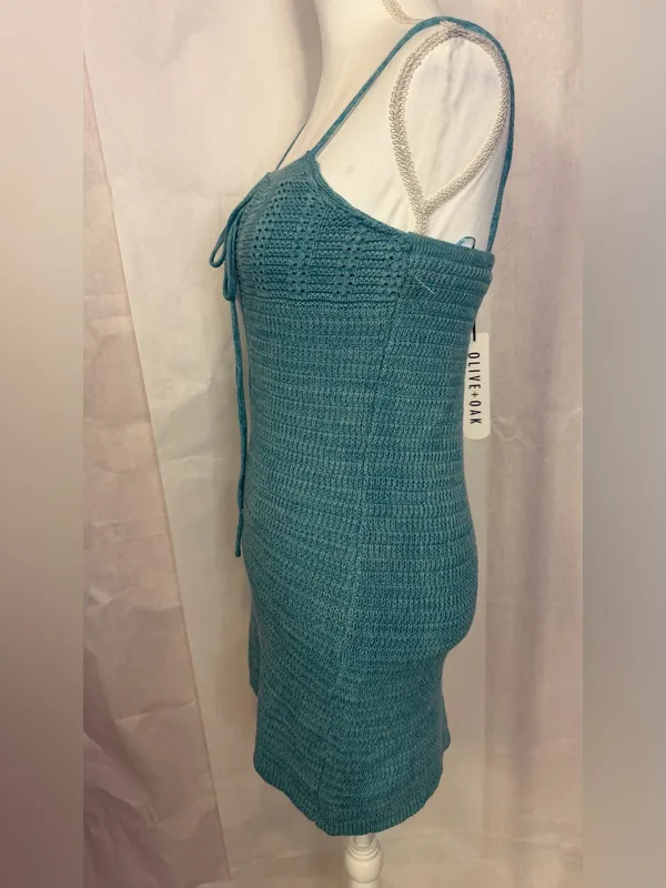 Olive & Oak Light Blue Crochet Tie-Front Mini Dress - Image 5