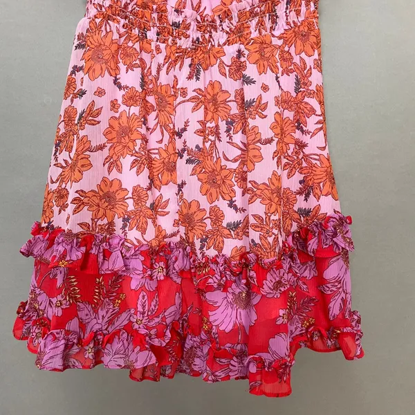 Jessica Simpson Floral Dress Off the Shoulder Amelia Pink Orange Size XS Girly - Image 5