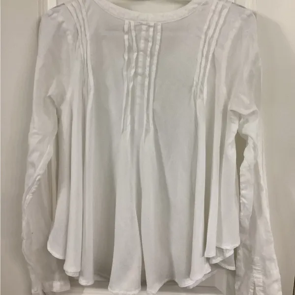Free People White Long Sleeve Blouse with Tie Front - Image 3