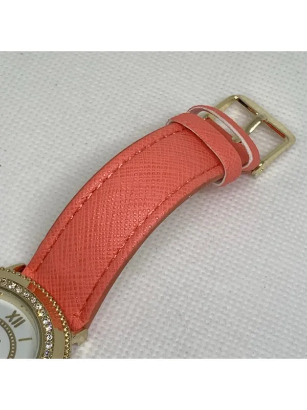 L&Co gold tone women’s watch 36mm quartz analog pink leather band running - Image 4