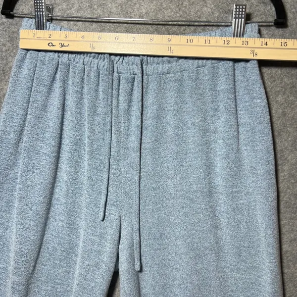 ACEVOG‎ Womens Large Blue Heathered Knit Wide Leg Lounge Pants Drawstring Waist - Image 2