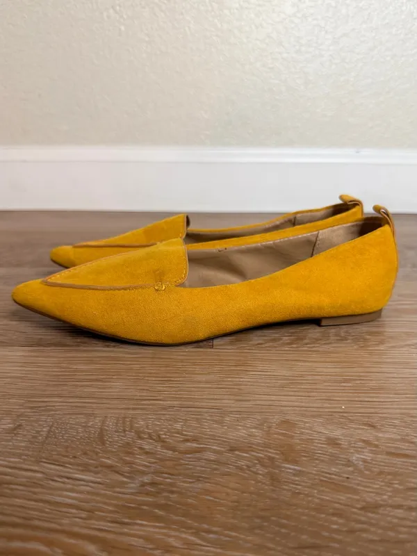 Lulu’s Emmy Mustard Yellow Suede Pointed-Toe Loafers, Size 5.5 - Image 2