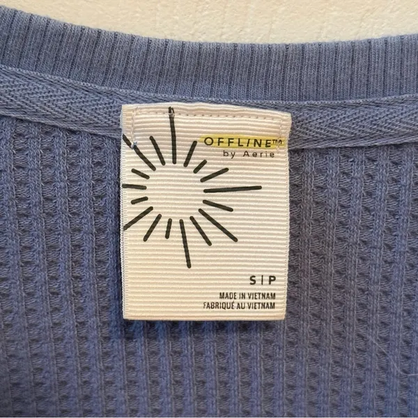 Aerie Offline Cropped Waffle Knit Scoop Neck Snap Up Cardigan - Image 4