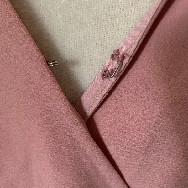 FAME AND PARTNERS Georgette Blush Pink V-Neck Wrap Cocktail‎ Feminine Dress Sz 14 - Image 12