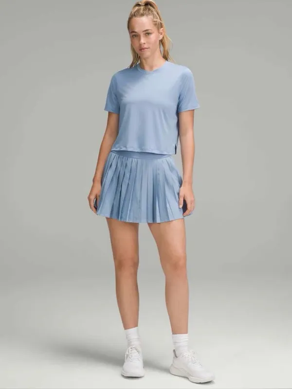 Lululemon Ultralight Waist-Length T-Shirt Size 6 Blue Willow Crop Workout Active - Image 2