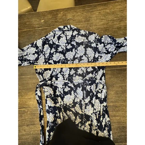Charter Club Women Cotton‎ French Floral Belted Robe Blue Size Medium - Image 8