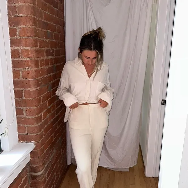 Djerf Avenue Terry Pants Women S Cream Organic Cotton Relaxed Loungewear‎ - Image 2