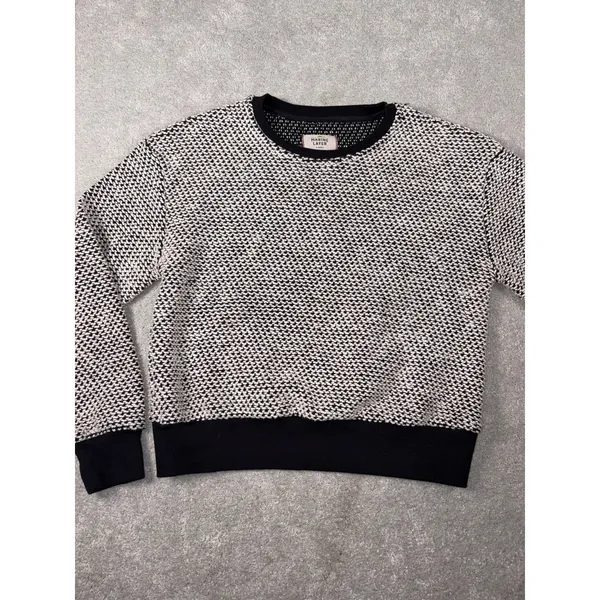 Marine Layer Sweater Xs Black White Birdseye Textured Crew Neck Cotton Blend - Image 4