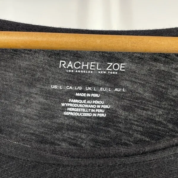 Rachel Zoe Long Sleeve‎ Scoop Neck Side Slit Top in Black Size Large - Image 2