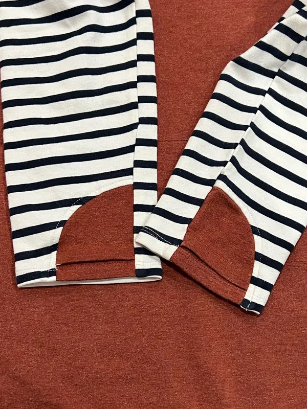 Vanilla Bay Rust Orange Double-hood Navy Striped Sweatshirt Size Large - Image 8
