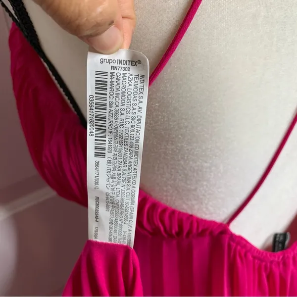 ZARA pink fuschia barbie core pleated maxi dress blogger favorite size large - Image 12