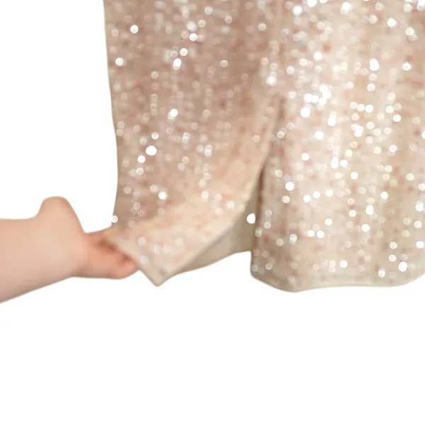 Mac Duggal Pink Nude Sequin V-Neck Long‎ Sleeve Midi Dress Size 10 NWT Formal - Image 12