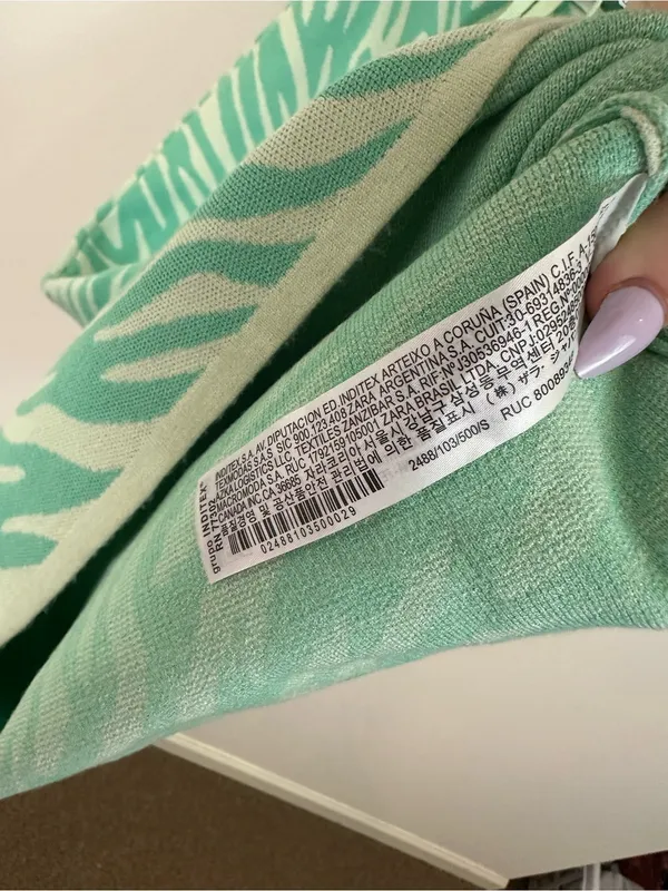 Zara Mint Green Zebra Knit Slip Dress with Strappy Back Size Small Women's - Image 7