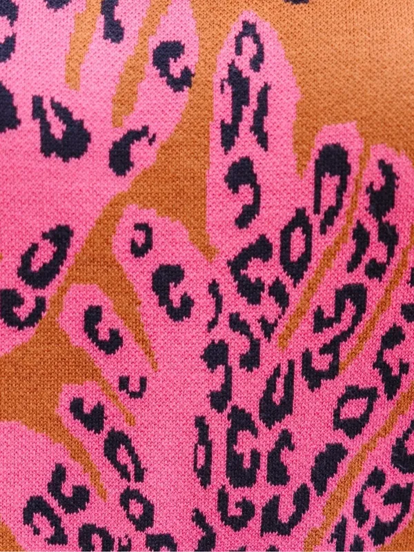 Fate: Dance Around It Camel Brown Mixed Print Sweater Size L - Image 3