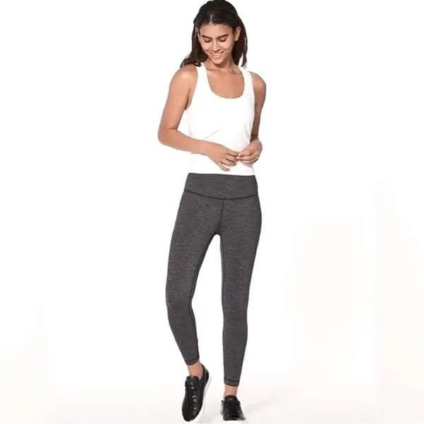Lululemon Wunder Under Pant III Heathered Herringbone Heathered Black Size 6 - Image 6