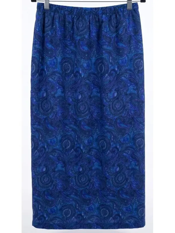 Venezia Jeans Blue Purple Paisley Print Stretch Skirt 90s Vintage Plus Sz 26/28 - Image 3