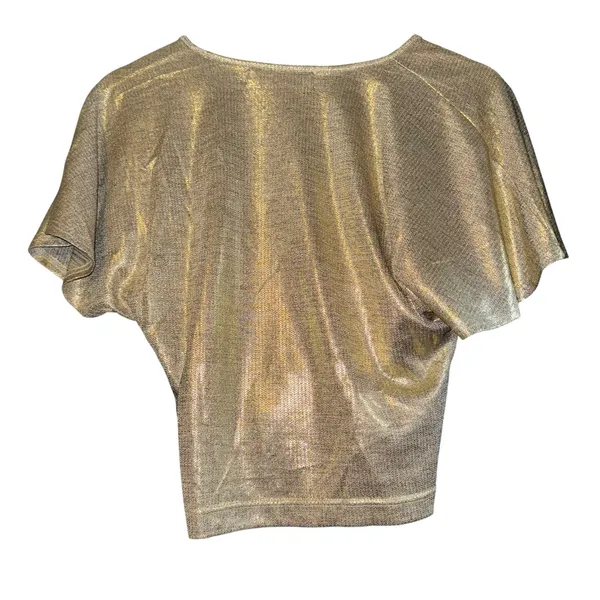 Bishop + Young By Anthropologie Twist-Front Shimmer Crop Top‎ Women's Size Small - Image 5