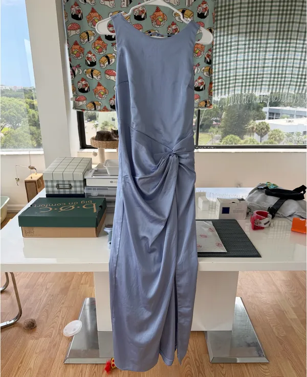 Abercrombie and Fitch Pale Blue Sleveless Maxi Dress with Knot Detail - Image 3