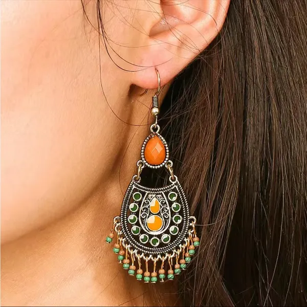 Bohemian Beaded Gypsy Tassel Drop‎ Earrings - Image 2