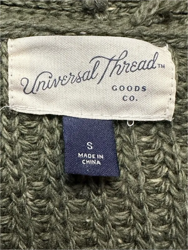 Universal Threads Cozy Olive Green Chunky Knit Cardigan, Size Small - Image 2
