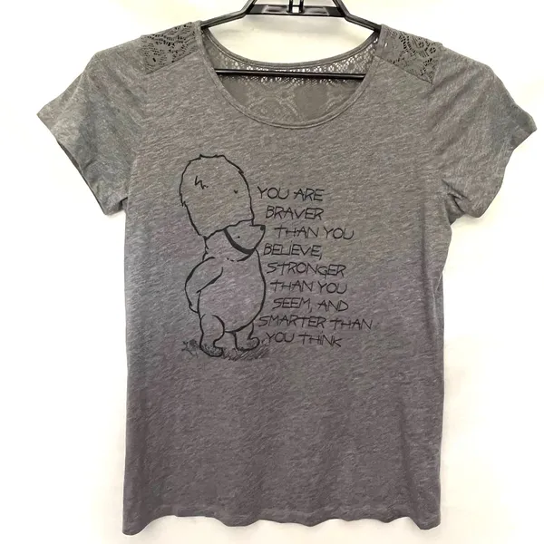 Disney Parks Winnie the Pooh Graphic Women Tee Top Sz M Lace Back Whimsical Cozy - Image 3