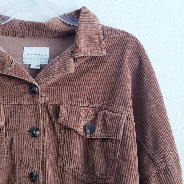 American Eagle Corduroy Distressed Cropped Jacket - Image 4