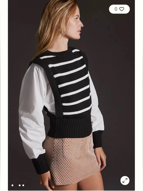 ANTHROPOLOGIE Layered Sweater Vest Medium - Image 2
