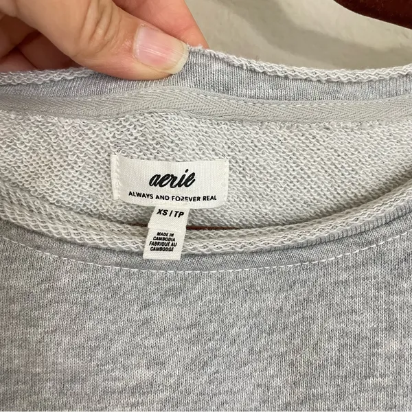 Aerie Ruffle Sleeve Sweatshirt Medium Heather Gray Size XS‎ - Image 5