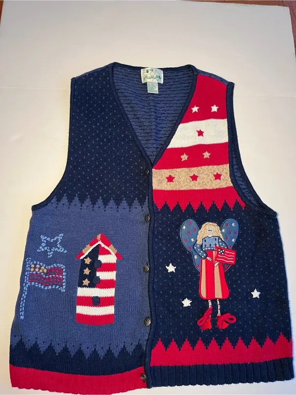 Vintage Quacker Factory Americana Knit‎ Sweater Vest TeacherCore - Image 2