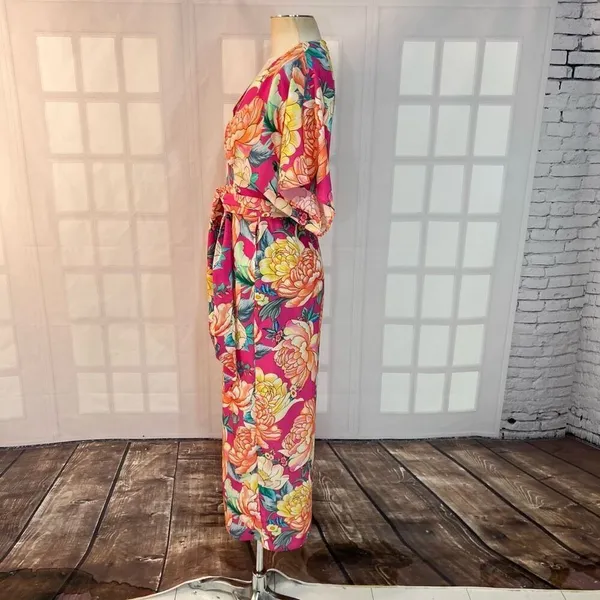 Farm Rio Anthropologie Eulalie pink floral Wide-Leg Jumpsuit size XS - Image 10