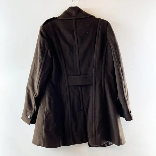 Cole Haan Long Sleeve Notch Lapel Button-Front Overcoat Dark Brown Small - Image 3