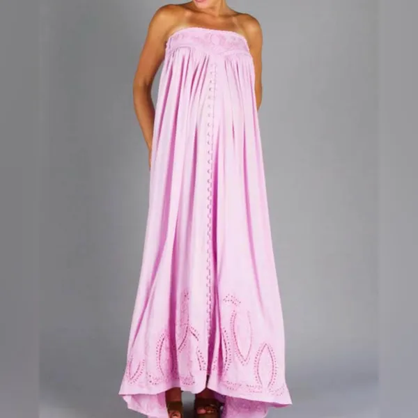 Fillyboo‎ Zippora Cream Maxi Strapless Eyelet Maternity Dress Fairy Bohemian - Image 8