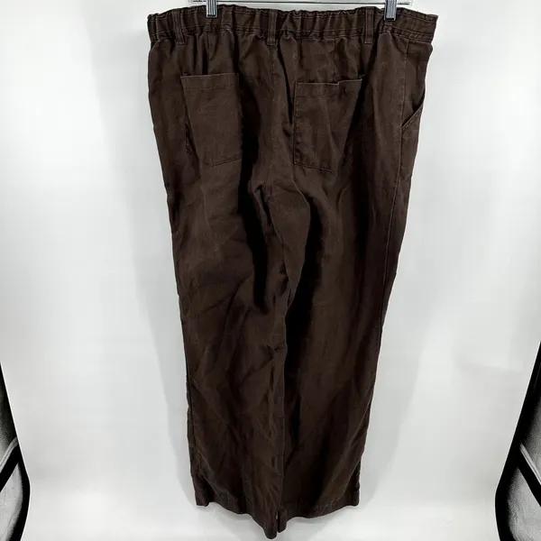 Boden 100% Linen Wide Leg Pants Drawstring Ankle Summer Casual Brown 14L 38"x34" - Image 5